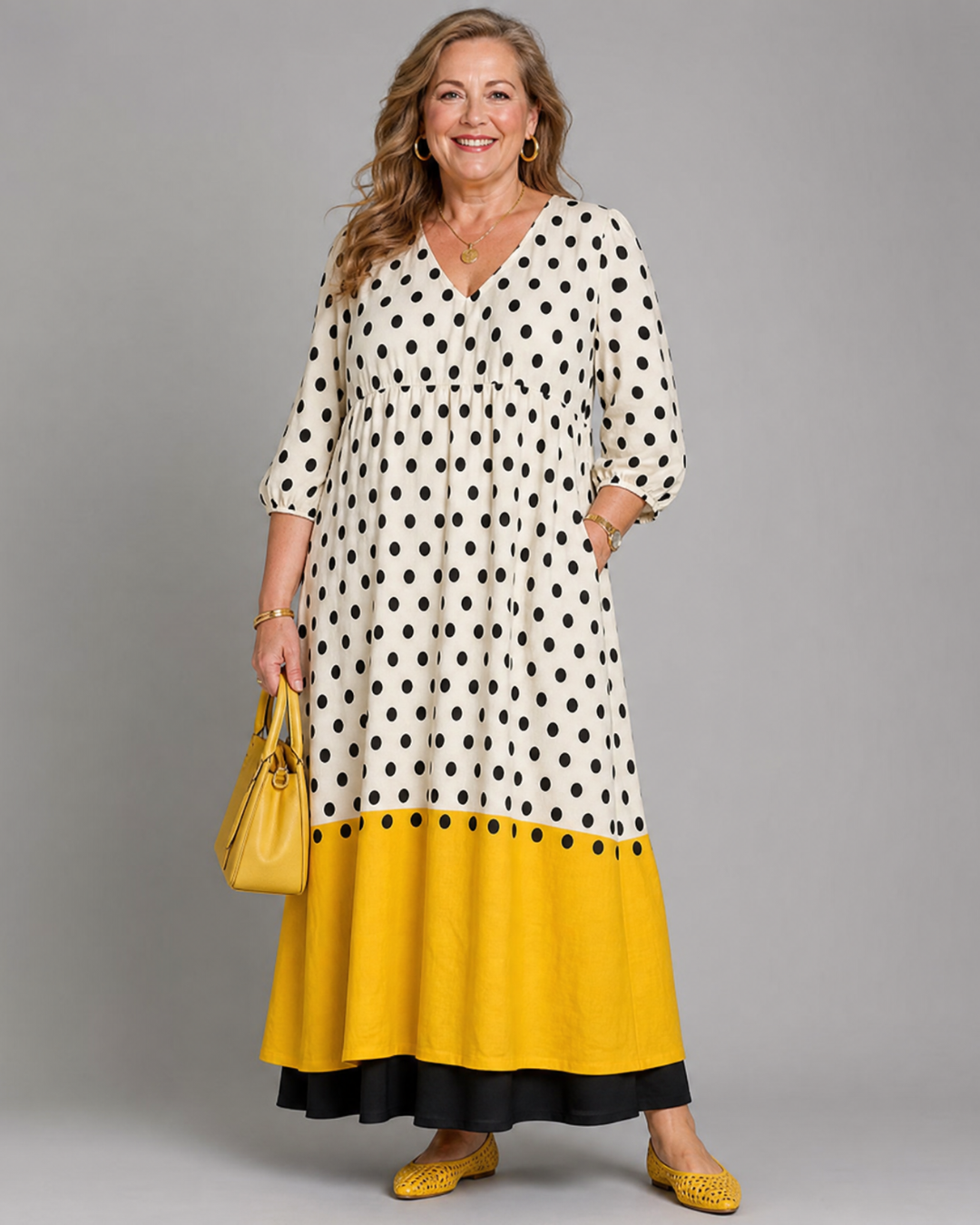 Marimana | Polka Dot Color Block Everyday Midi Dress 0