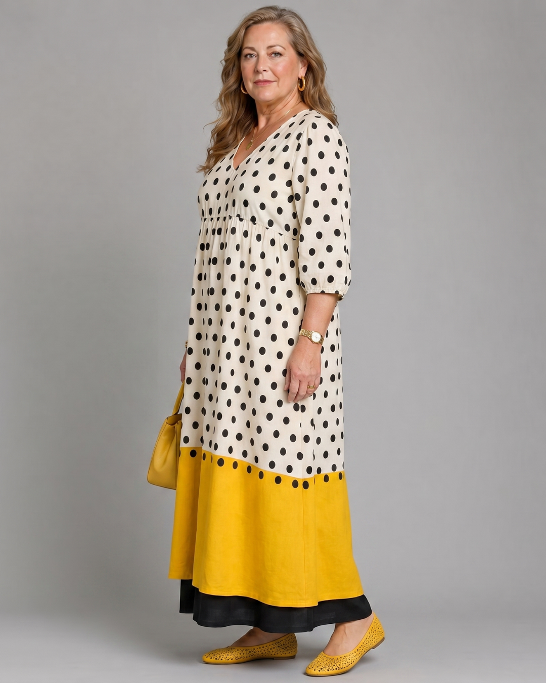 Marimana | Polka Dot Color Block Everyday Midi Dress 2