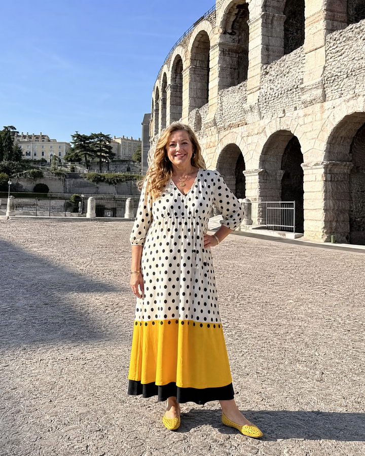 Marimana | Polka Dot Color Block Everyday Midi Dress 3
