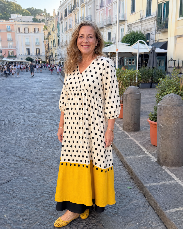 Marimana | Polka Dot Color Block Everyday Midi Dress 4