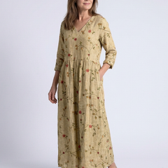Marina | Floral V Neck Three Quarter Sleeve Maxi Dress 1