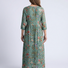 Marina | Floral V Neck Three Quarter Sleeve Maxi Dress 2