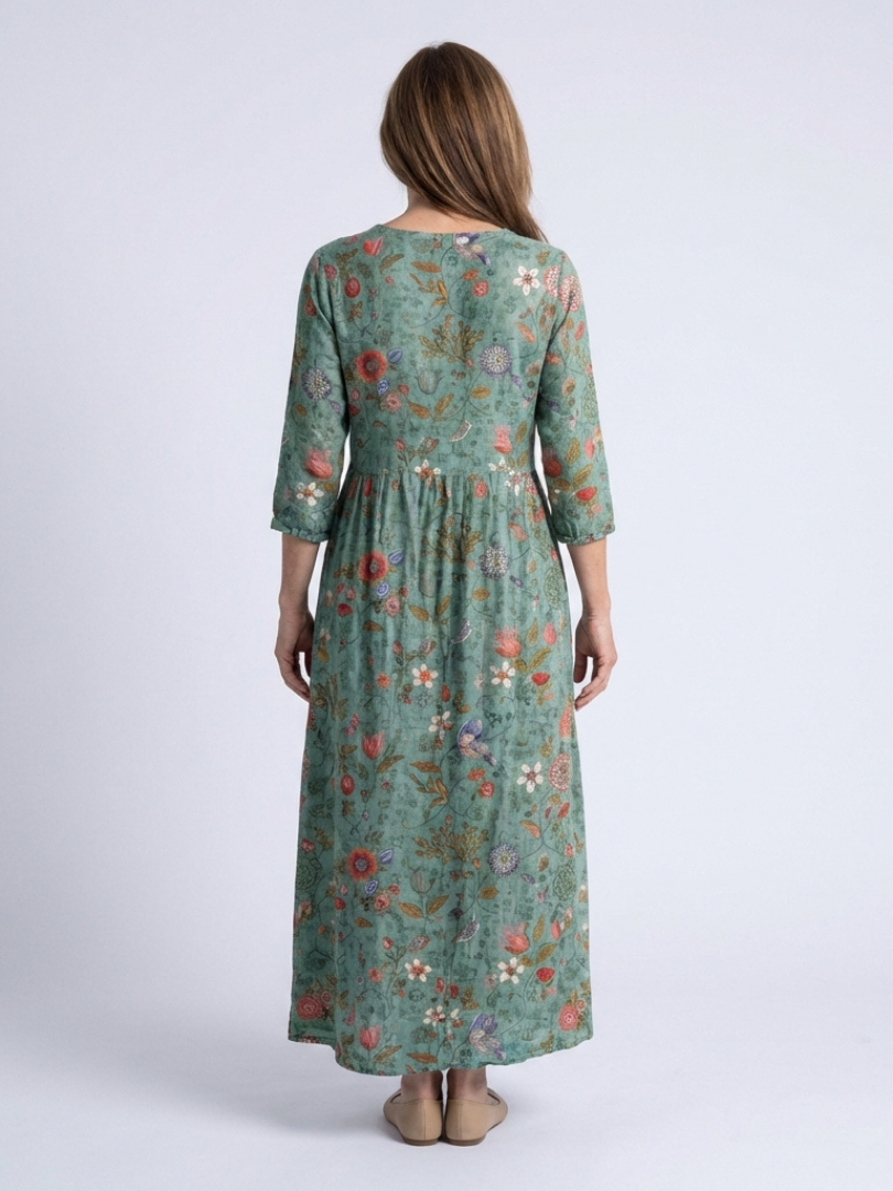 Marina | Floral V Neck Three Quarter Sleeve Maxi Dress 2