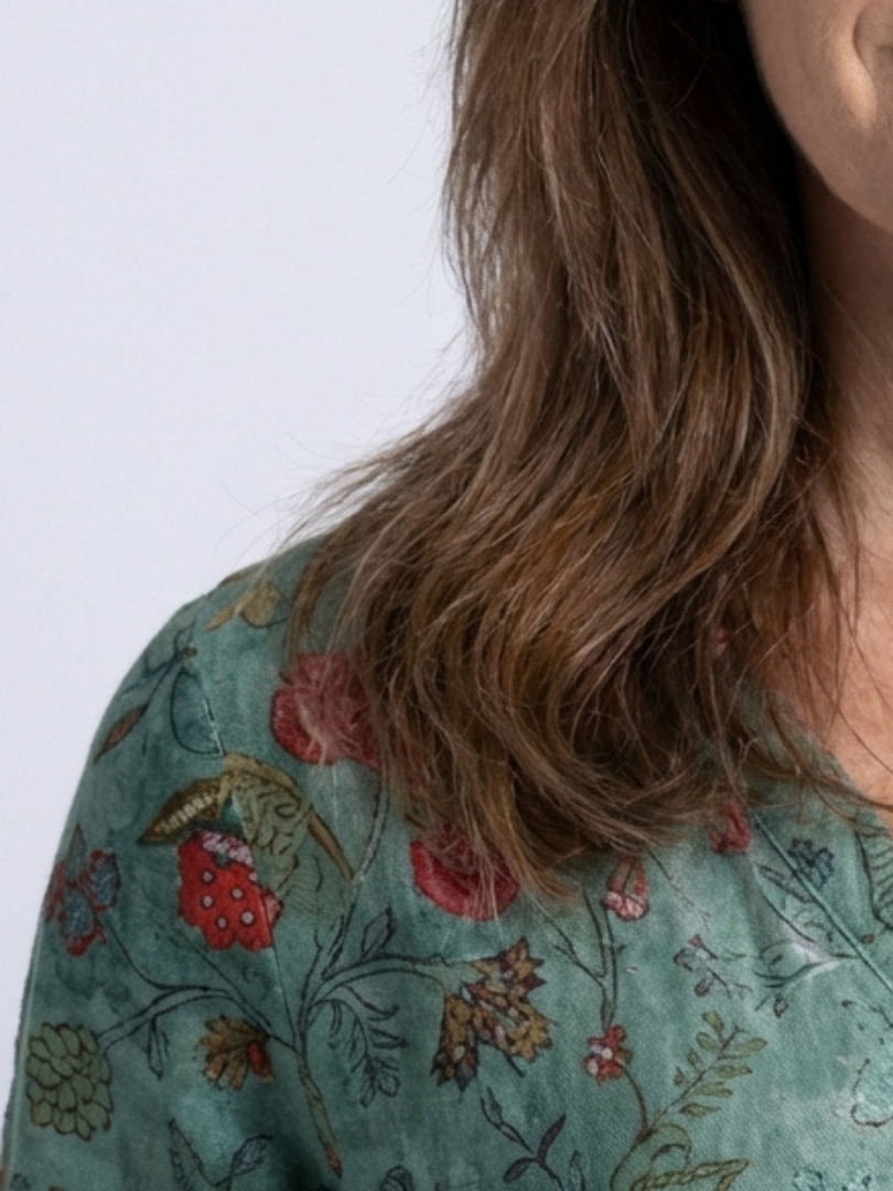 Marina | Floral V Neck Three Quarter Sleeve Maxi Dress 3