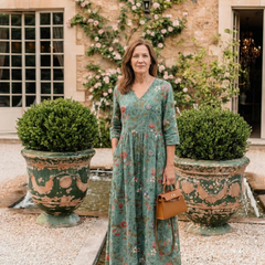 Marina | Floral V Neck Three Quarter Sleeve Maxi Dress 6
