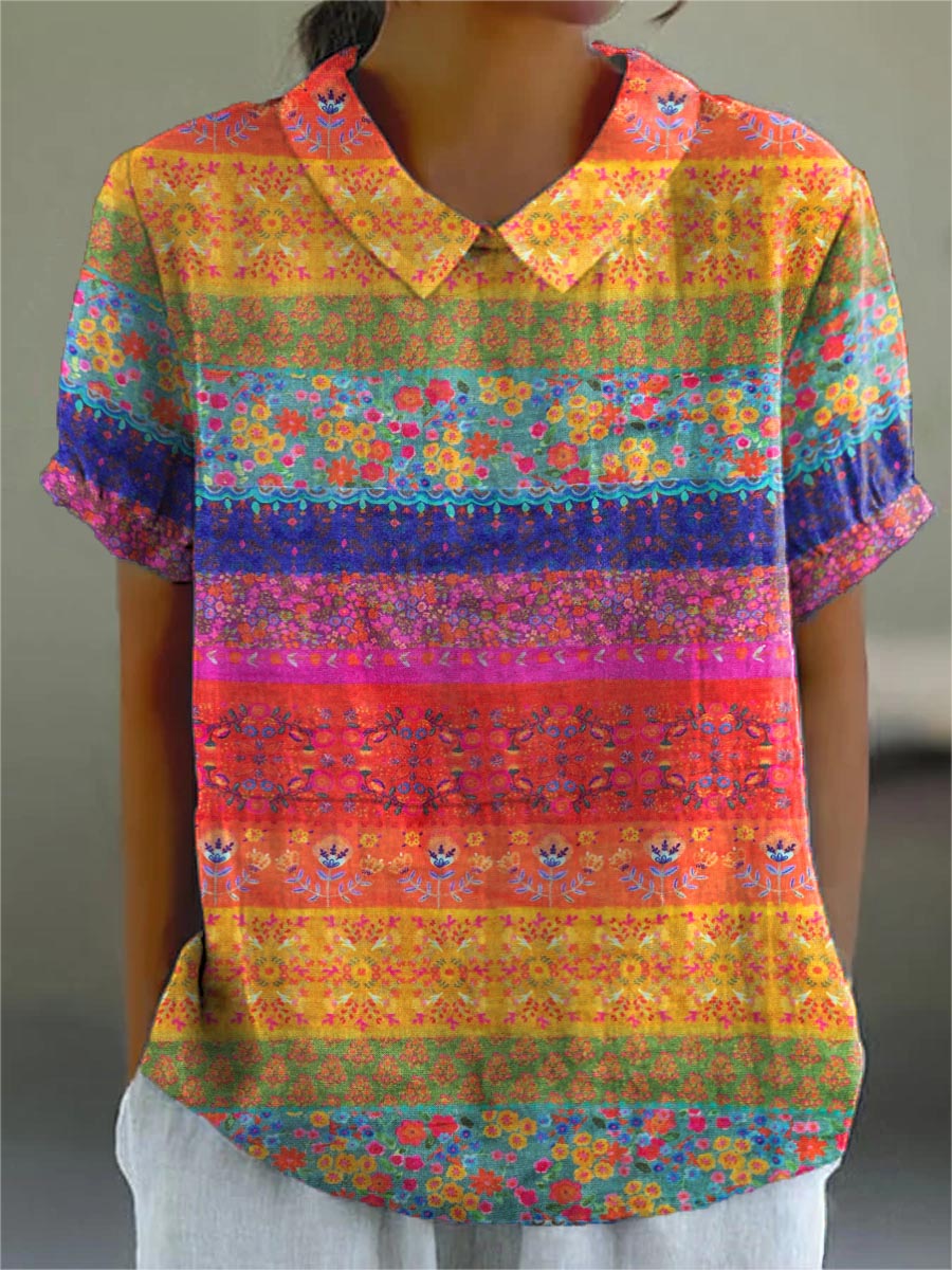 Maya Floral Shirt | Cotton Linen Blend, Relaxed Fit 0