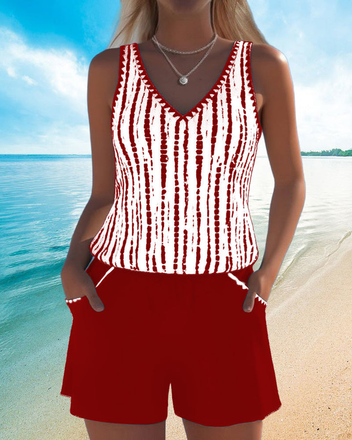 Mia | Casual Two Piece Printed V-Neck Swimsuit with Pockets 5