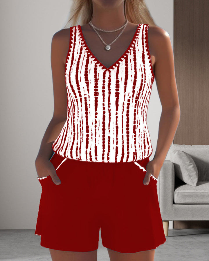Mia | Casual Two Piece Printed V-Neck Swimsuit with Pockets 7