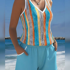Mia | Striped V-Neck Tankini 1