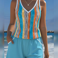 Mia | Striped V-Neck Tankini 2