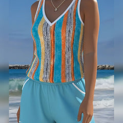 Mia | Striped V-Neck Tankini 3