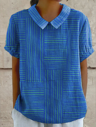 Mira Striped Shirt | Geometric Pattern, Cotton-Linen Blend 0