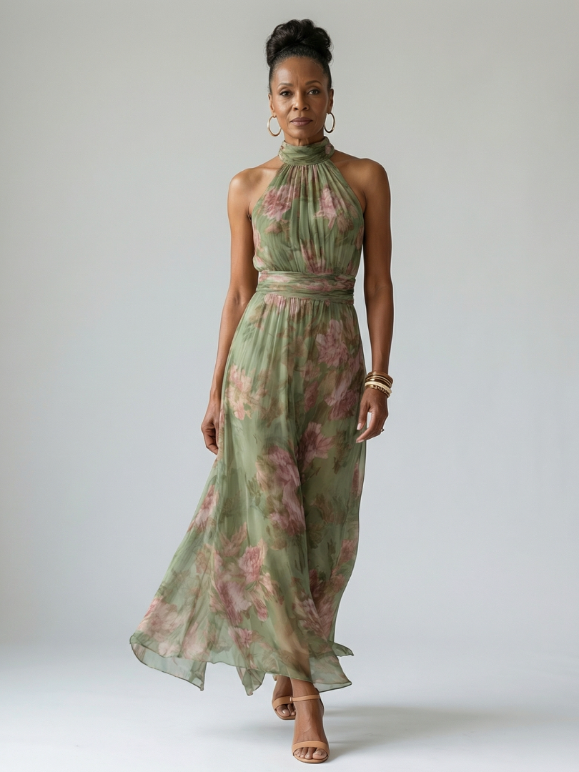 Mirelle | Gathered Halter Midi Dress 4