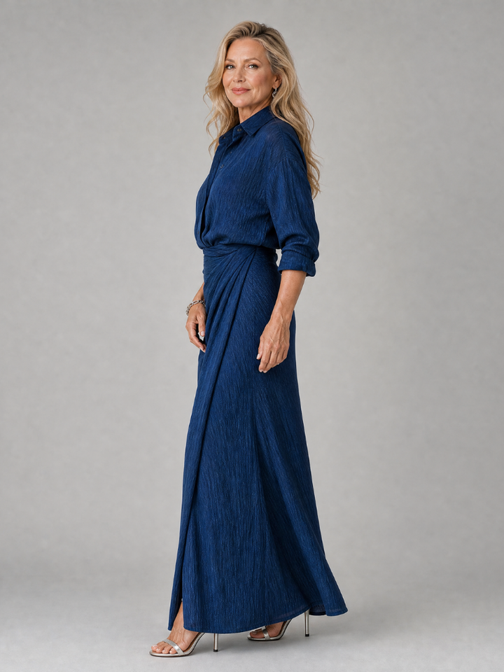 Mirque | Long Sleeve Wrap Front Maxi Dress 2