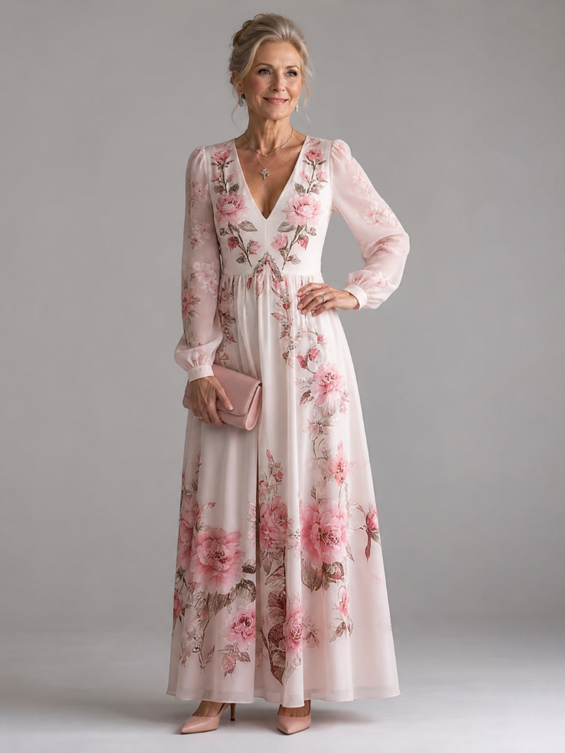 Musal | Long Sleeve Natural Flow Midi Dress 0
