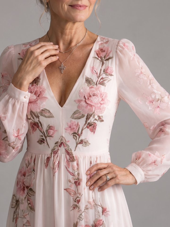 Musal | Long Sleeve Natural Flow Midi Dress 2