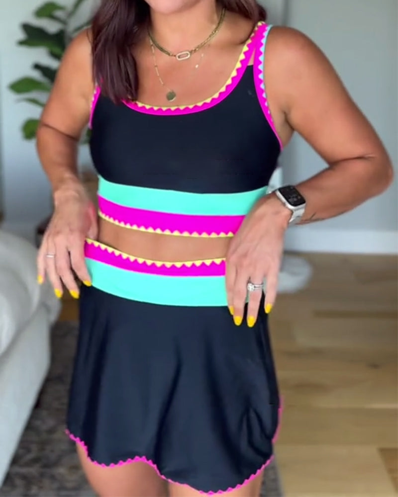 Myra | Elegant Three-Piece Color Block Swimsuit 0