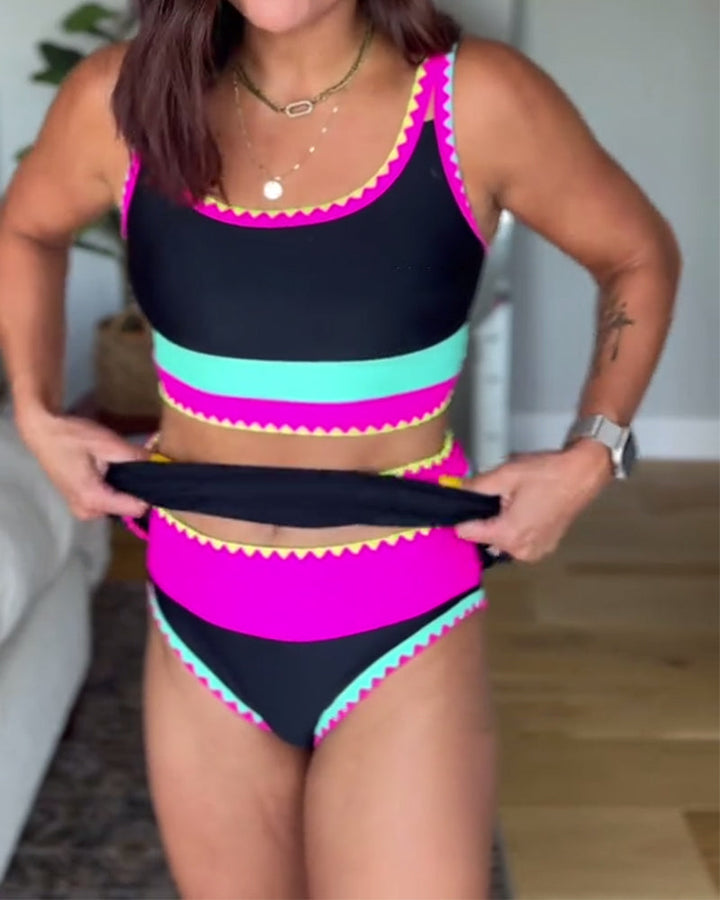 Myra | Elegant Three-Piece Color Block Swimsuit 1