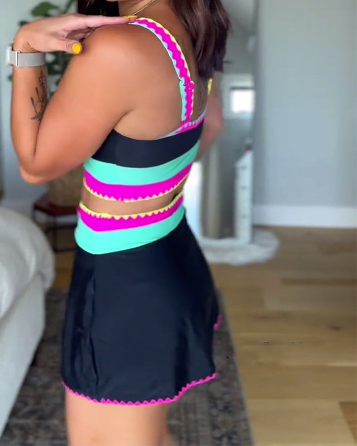 Myra | Elegant Three-Piece Color Block Swimsuit 2