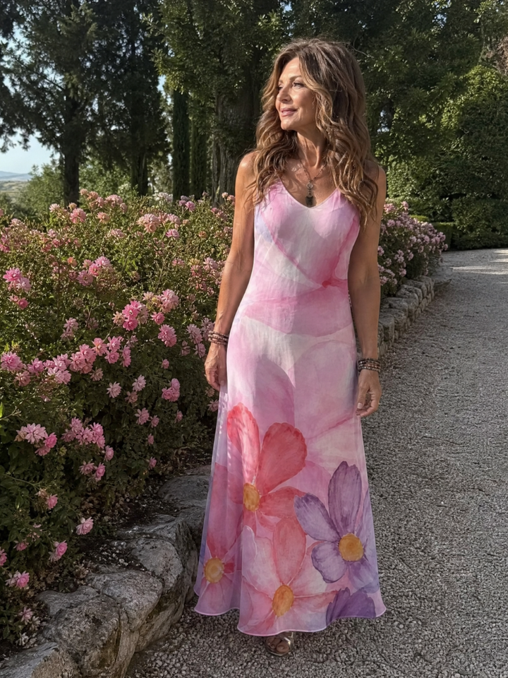Nemen | Watercolor Flower Sleeveless Flowing Midi Dress 4