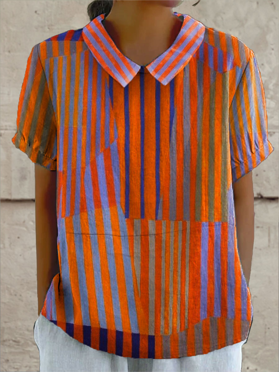 Nexa Women's Shirt | Geometric Pattern, Cotton-Linen Blend 0