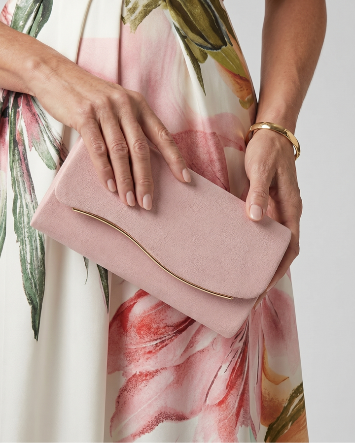 Noemi | Curved Metal Accent Envelope Clutch 0