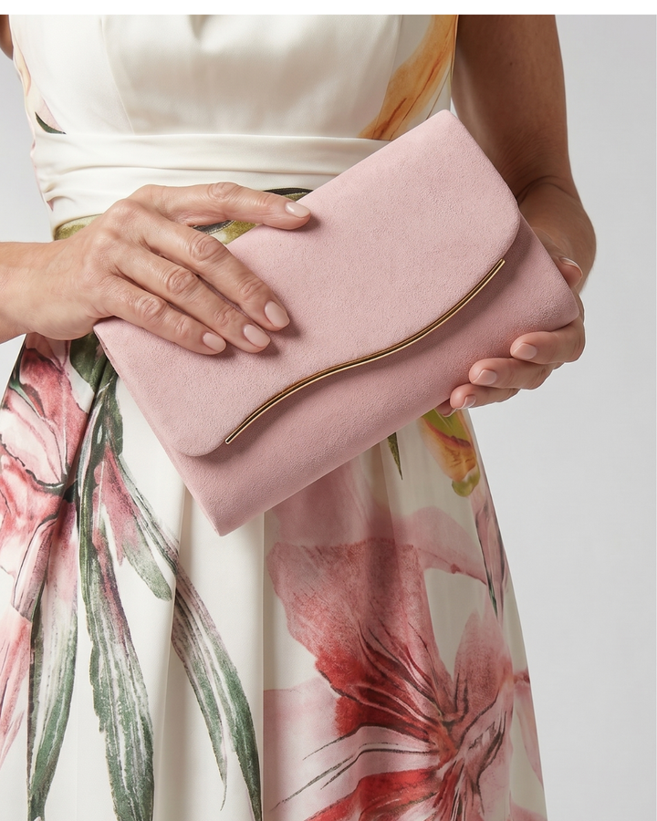 Noemi | Curved Metal Accent Envelope Clutch 2