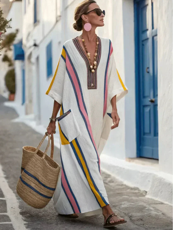 Noemi | V Neck Half Sleeve Pocket Maxi Dress 4