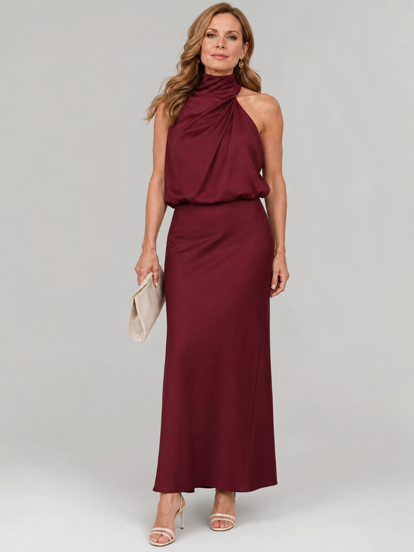 Nopal | Sleeveless Draped Neck Midi Dress 0