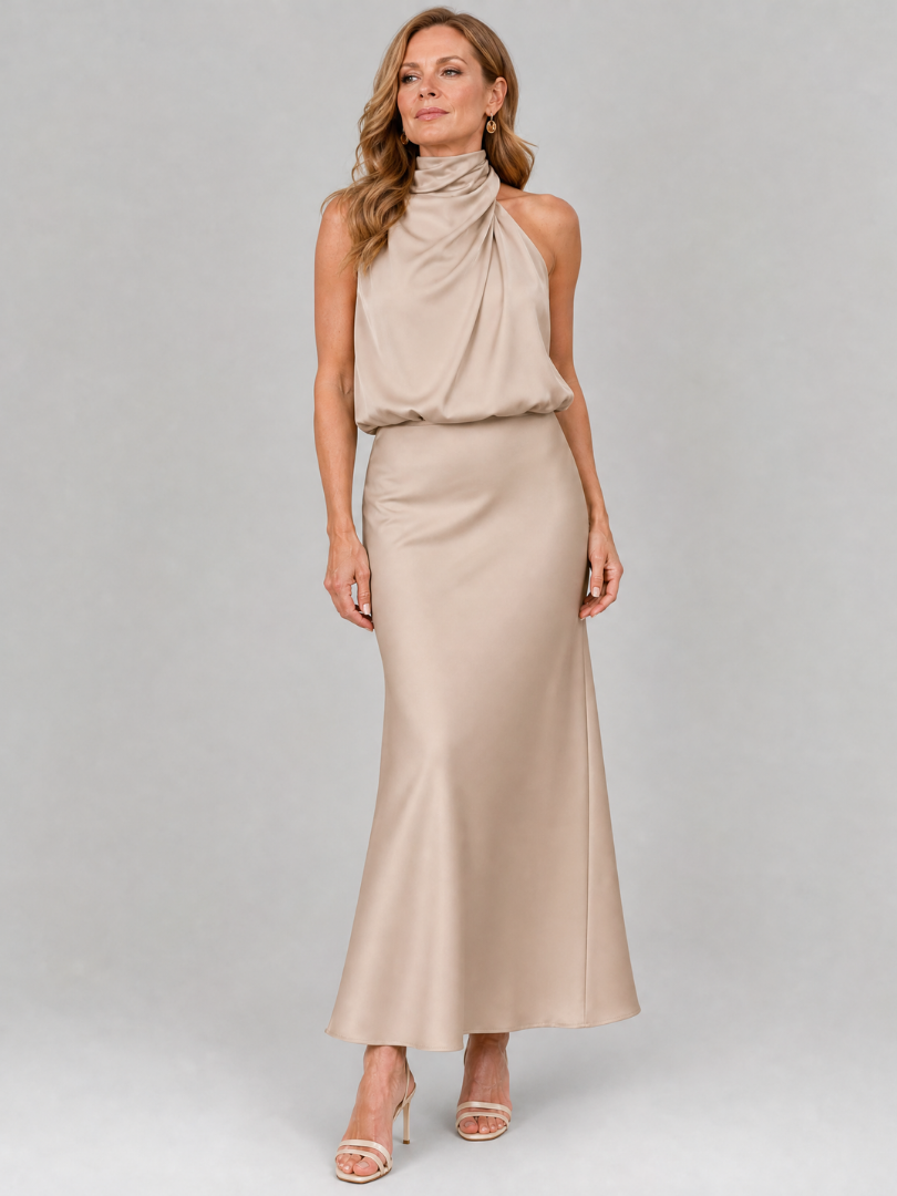 Nopal | Sleeveless Draped Neck Midi Dress 8