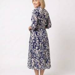 Oriana | Collared Long Sleeve Waist Tie Midi Dress 1