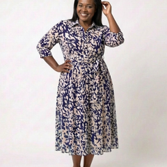 Oriana | Collared Long Sleeve Waist Tie Midi Dress 6