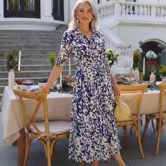 Oriana | Collared Long Sleeve Waist Tie Midi Dress 7