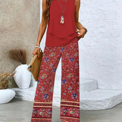 Ovelynra™ | Sleeveless Top And Wide-Leg Pants Set 0
