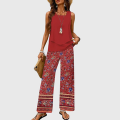 Ovelynra™ | Sleeveless Top And Wide-Leg Pants Set 1