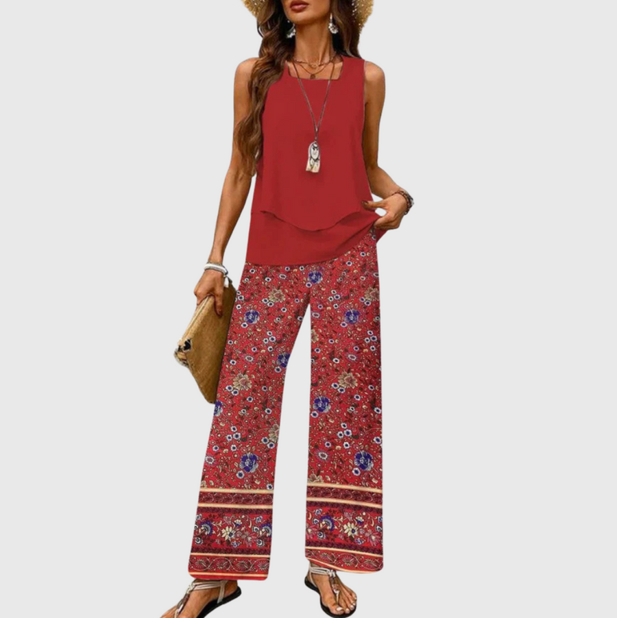 Ovelynra™ | Sleeveless Top And Wide-Leg Pants Set 1