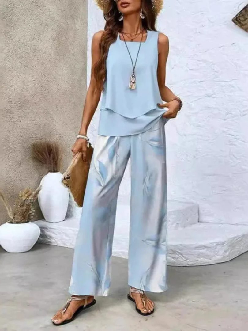 Ovelynra™ | Sleeveless Top And Wide-Leg Pants Set 2