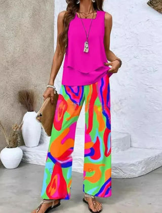 Ovelynra™ | Sleeveless Top And Wide-Leg Pants Set 3
