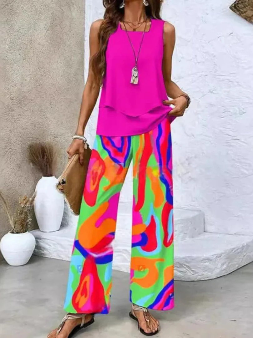 Ovelynra™ | Sleeveless Top And Wide-Leg Pants Set 3