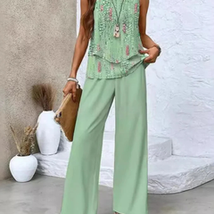 Ovelynra™ | Sleeveless Top And Wide-Leg Pants Set 4