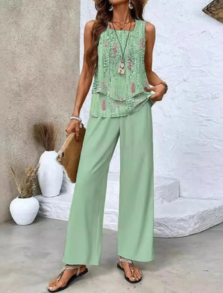 Ovelynra™ | Sleeveless Top And Wide-Leg Pants Set 4