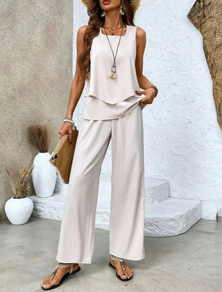Ovelynra™ | Sleeveless Top And Wide-Leg Pants Set 5