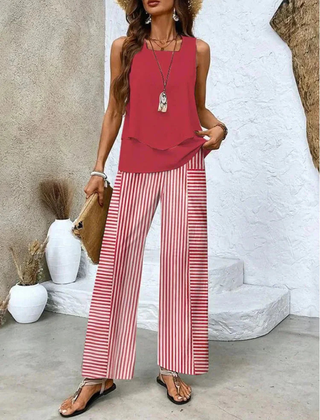 Ovelynra™ | Sleeveless Top And Wide-Leg Pants Set 6
