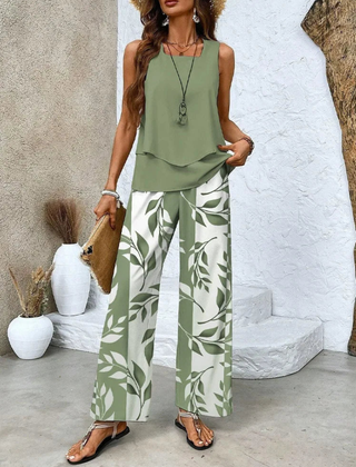 Ovelynra™ | Sleeveless Top And Wide-Leg Pants Set 7