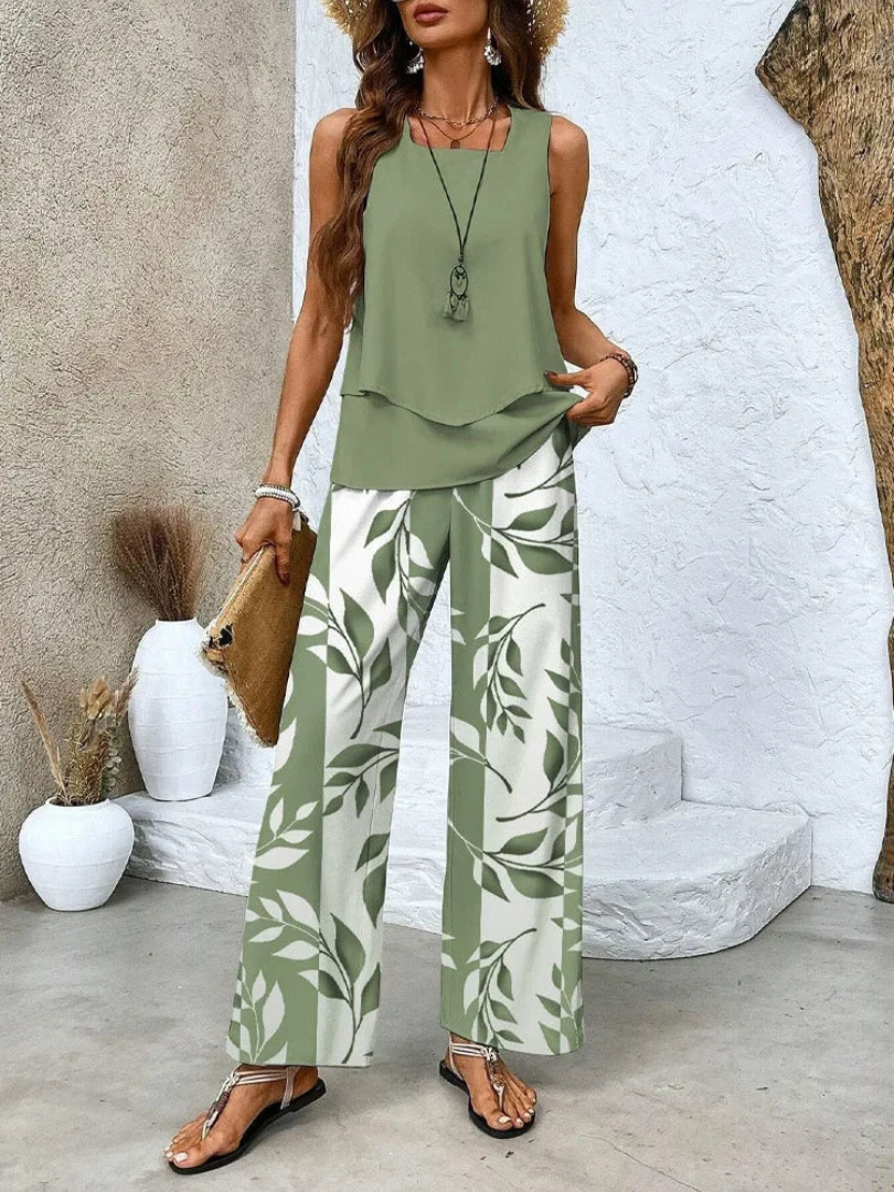 Ovelynra™ | Sleeveless Top And Wide-Leg Pants Set 7