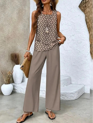 Ovelynra™ | Sleeveless Top And Wide-Leg Pants Set 8