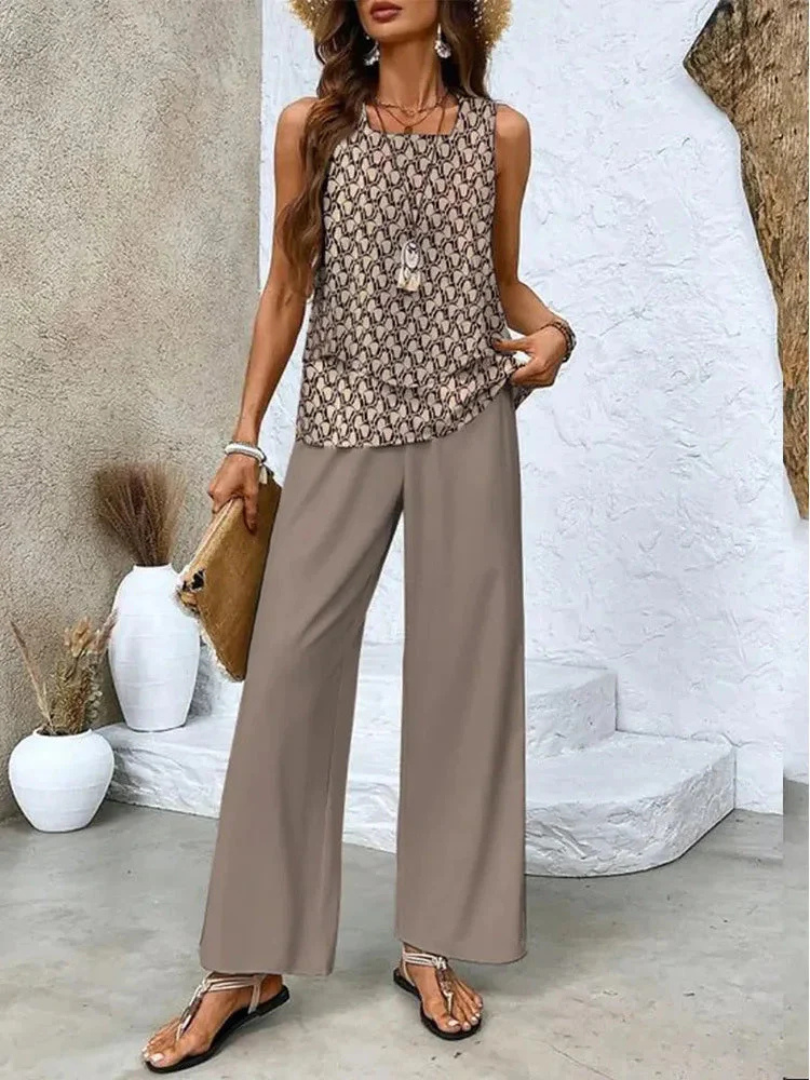 Ovelynra™ | Sleeveless Top And Wide-Leg Pants Set 8