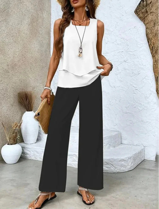 Ovelynra™ | Sleeveless Top And Wide-Leg Pants Set 9