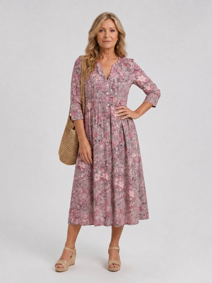 Picao | Vintage Front Three Quarter Sleeve Midi Dress 5