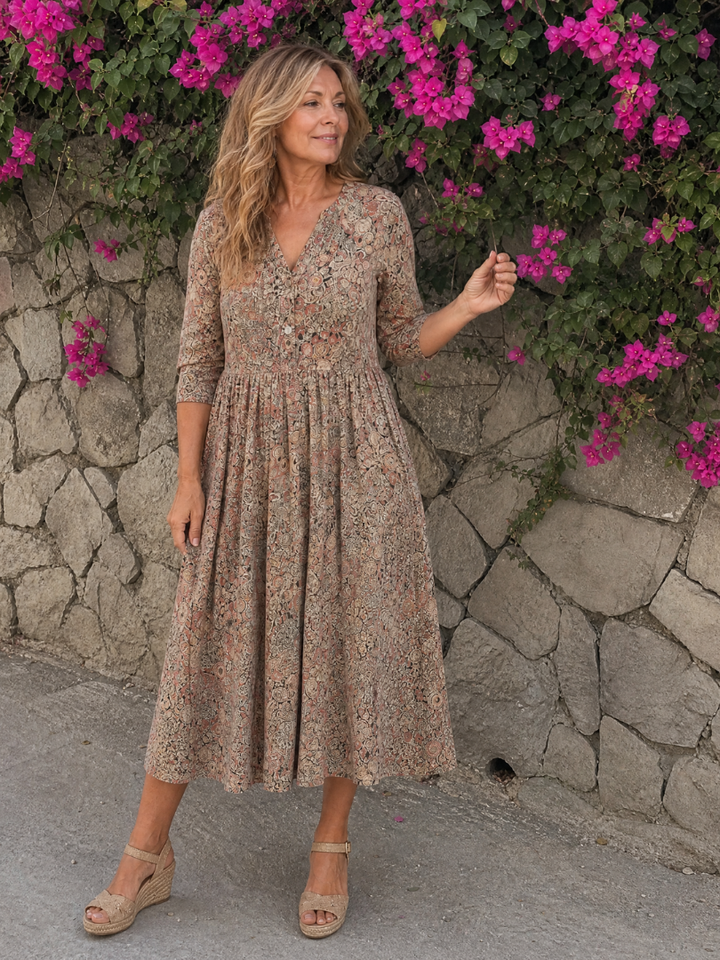 Picao | Vintage Front Three Quarter Sleeve Midi Dress 6